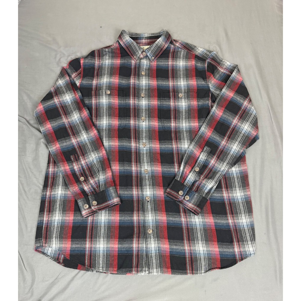 Duluth Trading Co Mens 2XL Tall Slim Fit Plaid Flannel Button Down Shirt